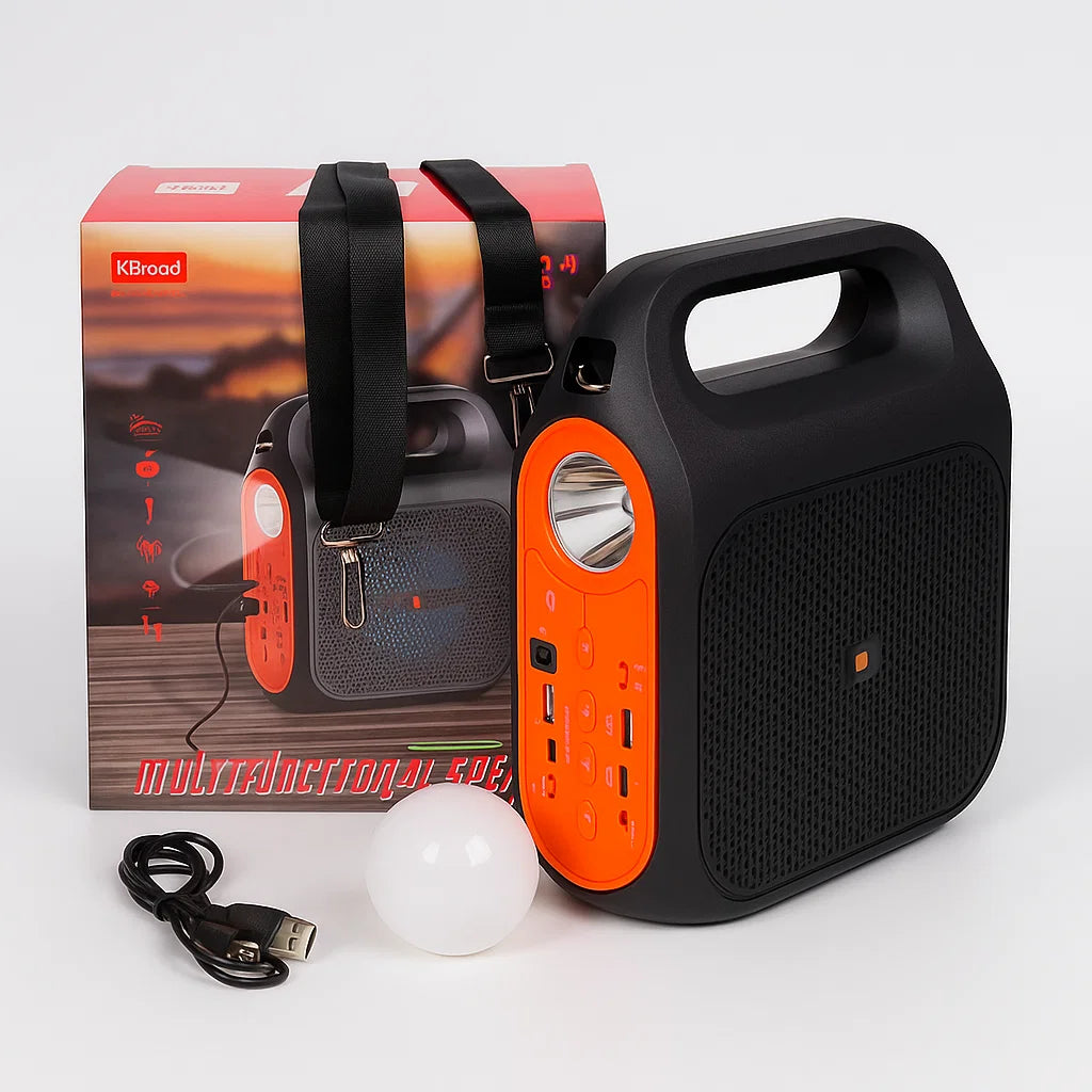 Parlante Multifuncional Pro™ (5 en 1) - Radio, Parlante, Batería Portátil, Focos y Linternas Led